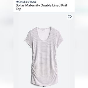 Market & Spruce White and Black Striped Maternity Scoop Neck Tee